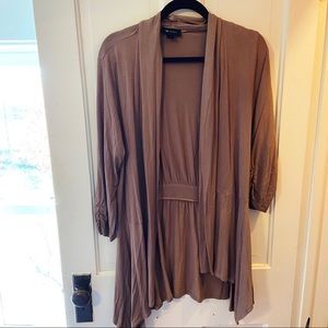 AB Studio 3/4 Sleeve Light Brown Cardigan Size Lrg